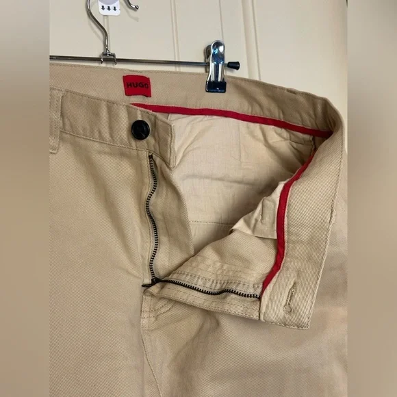 Hugo Boss Men's Khaki Pants 34x32 Flat Front 100% Cotton NWT - Picture 5 of 13